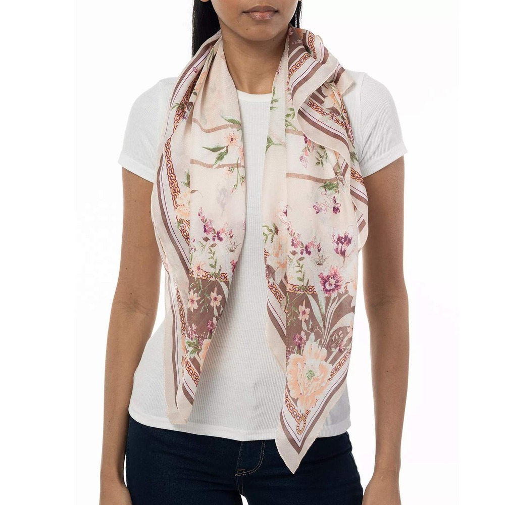 Giani Bernini‎ Garden Botanical Print Scarf Square 36 x 36 Beige Floral NWT